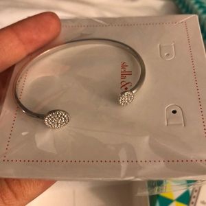 Stella and Dot silver pave disc cuffed bracelet